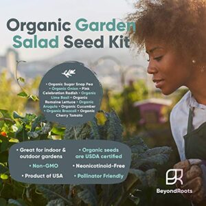 Certified Organic Vegetable Seeds - 9 Heirloom Seeds for Planting Vegetables - Seed Packets & Gift Box - Cherry Tomato, Romaine Lettuce, Broccoli, Cucumber, Radish, Sugar Snap Pea, Arugula, Basil
