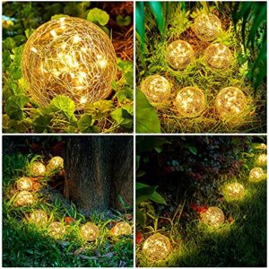 Honoson Garden Solar Lights Outdoor Globe Light Cracked Glass Ball Yard Decor Waterproof Warm White Led Solar Light Decorative Solar Ball Garden Decor for Backyard Lawn Ornament (4, 4.7 Inch)