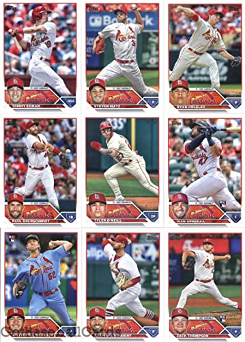 2023 Topps Series 1 St. Louis Cardinals Team Set of 15 Cards: Yadier Molina(#4), Albert Pujols(#5), Giovanny Gallegos(#13), Nolan Gorman(#16), Jordan Montgomery(#32), Zack Thompson(#34), Adam Wainwright(#39), Matthew Liberatore(#52), Iván Herrera(#58), Ty