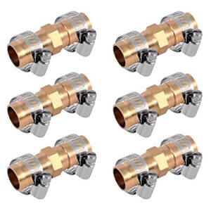 6 pack brass garden hose connector with stainless steel clamps, garden hose repair kit, garden hose fittings (5/8 inch)