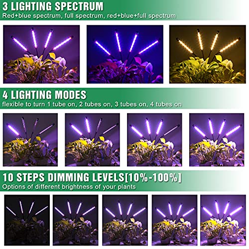 Lxyoug LED Grow Lights for Indoor Plants Full Spectrum Plant Light with 15-60 inches Adjustable Tripod Stand, Red Blue White Floor Grow Lamp with 4/8/12H Timer with Remote Control