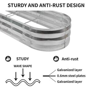 GADI Raised Garden Bed Kit for Vegetables Flower Galvanized Metal Planter Boxs Designed for Easy DIY and Cleaning Not Twist Or Rot (Silver)