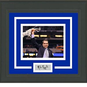 framed mike “coach k” krzyzewski facsimile laser engraved signature auto duke blue devils 15×16 basketball photo