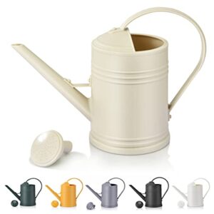 watering can for indoor plants, flower watering can outdoor for house plants garden flower, small watering can indoor long spout with sprinkler head (1/2 gallon, ivory)