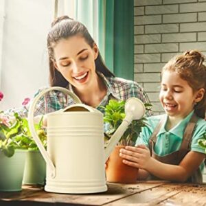 Watering Can for Indoor Plants, Flower Watering Can Outdoor for House Plants Garden Flower, Small Watering Can Indoor Long Spout with Sprinkler Head (1/2 Gallon, Ivory)