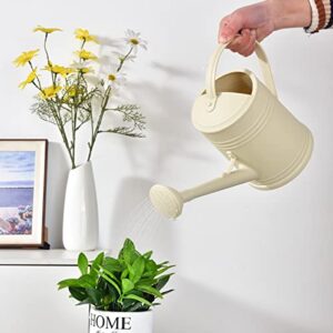 Watering Can for Indoor Plants, Flower Watering Can Outdoor for House Plants Garden Flower, Small Watering Can Indoor Long Spout with Sprinkler Head (1/2 Gallon, Ivory)