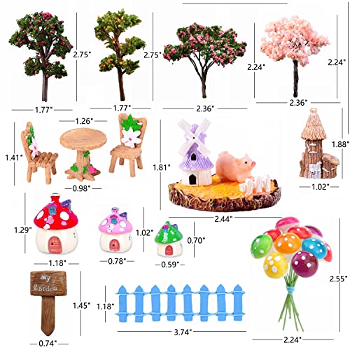 ElpizoFos 132pcs Miniature Fairy Garden Accessories Kit Miniature Animals,Tree,Fence,House Figurines Ornament Statue Craft for DIY Garden Yard Micro Landscape Bonsai Pot Dollhouse Terrarium Decor