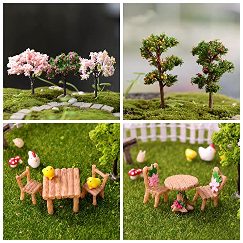 ElpizoFos 132pcs Miniature Fairy Garden Accessories Kit Miniature Animals,Tree,Fence,House Figurines Ornament Statue Craft for DIY Garden Yard Micro Landscape Bonsai Pot Dollhouse Terrarium Decor