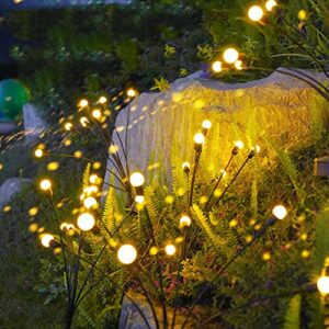 puosuo 2 packs 10led solar powered firefly lights,swaying solar lights,decorative lights,outdoor waterproof firefly path lights for pathway yard patio landscape,fun flowing in wind-bright (warm)