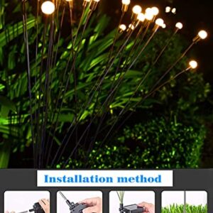 PUOSUO 2 Packs 10LED Solar Powered Firefly Lights,Swaying Solar Lights,Decorative Lights,Outdoor Waterproof Firefly Path Lights for Pathway Yard Patio Landscape,Fun Flowing in Wind-Bright (Warm)