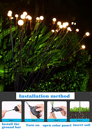 PUOSUO 2 Packs 10LED Solar Powered Firefly Lights,Swaying Solar Lights,Decorative Lights,Outdoor Waterproof Firefly Path Lights for Pathway Yard Patio Landscape,Fun Flowing in Wind-Bright (Warm)