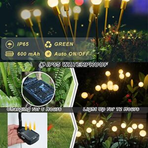 PUOSUO 2 Packs 10LED Solar Powered Firefly Lights,Swaying Solar Lights,Decorative Lights,Outdoor Waterproof Firefly Path Lights for Pathway Yard Patio Landscape,Fun Flowing in Wind-Bright (Warm)