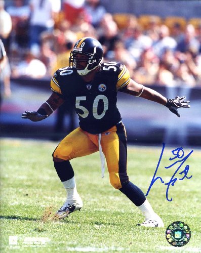 Larry Foote Autographed /Original Signed 8x10 Color Photo Showing Him with the Pittsburgh Steelers - He Earned Two Super Bowl Rings w/ the Steelers