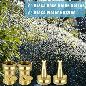 Jet Nozzle High Pressure with Garden Hose Shutoff Valve, Solid Brass High Pressure Hose Nozzle Sprayer Sweeper, Heavy Duty 3/4'' GHT Connector - 2 Set, Gold (JS-008)