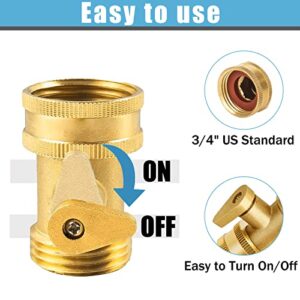 Jet Nozzle High Pressure with Garden Hose Shutoff Valve, Solid Brass High Pressure Hose Nozzle Sprayer Sweeper, Heavy Duty 3/4'' GHT Connector - 2 Set, Gold (JS-008)