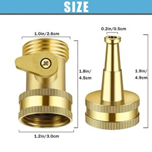 Jet Nozzle High Pressure with Garden Hose Shutoff Valve, Solid Brass High Pressure Hose Nozzle Sprayer Sweeper, Heavy Duty 3/4'' GHT Connector - 2 Set, Gold (JS-008)