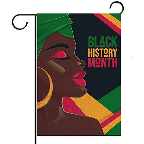 Jiudungs Black History Month Garden Flag 12x18 Double Sided African American Country Celebration Holiday Decoration Outdoor Outside Porch Lawn Yard