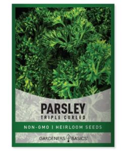 curled parsley seeds for planting indoors and outdoors heirloom, open-pollinated, non-gmo curly herb variety- great for home gardens and more by gardeners basics