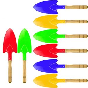 hslife 8 pieces 11” toy shovels,mini shovel kids garden tools,wooden handle beach shovels garden shovels