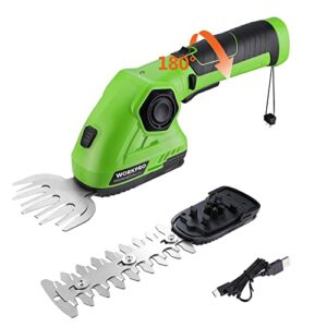 workpro cordless grass shear & shrubbery trimmer – 2 in 1 handheld hedge trimmer 7.2v electric grass trimmer hedge shears/grass cutter 2.0ah rechargeable lithium-ion battery and usb cable included