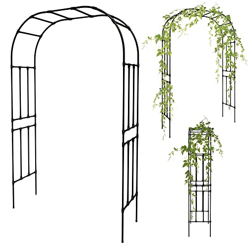 Olle Garden Arbor 95" High 59" Wide Easy to Assemble Wedding Arches for Ceremony Lightweight Garden Trellis Arch Garden Arch Trellis for Climbing Plants , Black