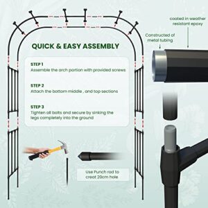 Olle Garden Arbor 95" High 59" Wide Easy to Assemble Wedding Arches for Ceremony Lightweight Garden Trellis Arch Garden Arch Trellis for Climbing Plants , Black