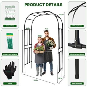 Olle Garden Arbor 95" High 59" Wide Easy to Assemble Wedding Arches for Ceremony Lightweight Garden Trellis Arch Garden Arch Trellis for Climbing Plants , Black