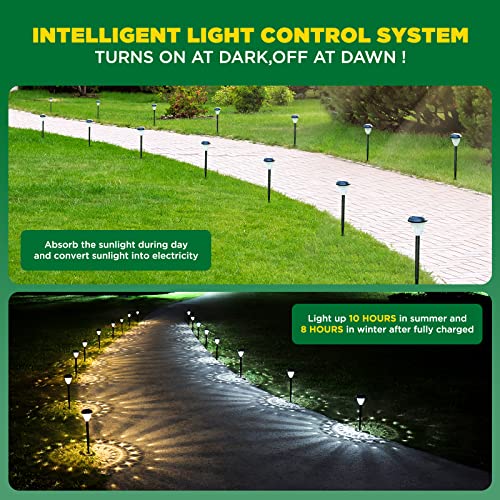 URAGO Super Bright Solar Lights Outdoor Waterproof 10 Pack, Dusk to Dawn Up to 12 Hrs Solar Powered Outdoor Pathway Garden Lights Auto On/Off, LED Landscape Lighting Decorative for Walkway Patio Yard