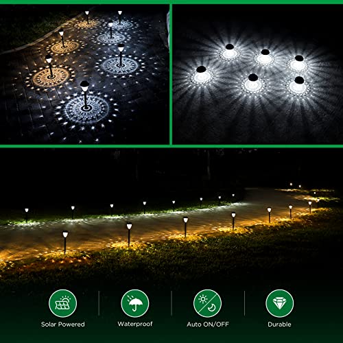 URAGO Super Bright Solar Lights Outdoor Waterproof 10 Pack, Dusk to Dawn Up to 12 Hrs Solar Powered Outdoor Pathway Garden Lights Auto On/Off, LED Landscape Lighting Decorative for Walkway Patio Yard