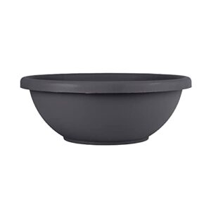 The HC Companies 14 Inch Large Garden Bowl Planter - Shallow Plant Pot with Drainage Plug for Indoor Outdoor Flowers, Herbs, Warm Gray