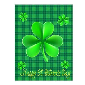 st patricks day garden flag,happy st patrick’s day flag double sided 12×18, shamrock green buffalo plaid outdoor flags lucky clovers happy st patty’s day irish house flag yard banners for home lawn