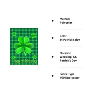 St Patricks Day Garden Flag,Happy St Patrick's Day Flag Double Sided 12x18, Shamrock Green Buffalo Plaid Outdoor Flags Lucky Clovers Happy St Patty's Day Irish House Flag Yard Banners for Home Lawn