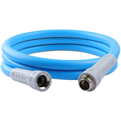 HQMPC Hose Garden Hose With Swivel Grip 5/8 in. x 8ft, Water Hose Heavy Duty Durable Material Water Hose with Solid Fittings (BLUE)