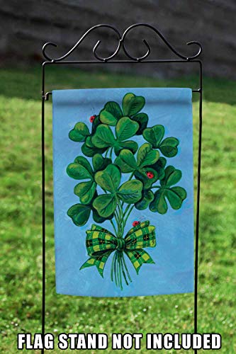 Toland Home Garden 112589 Shamrock Bouquet St Patricks Day Flag 12x18 Inch Double Sided St Patricks Day Garden Flag for Outdoor House St Pats Flag Yard Decoration