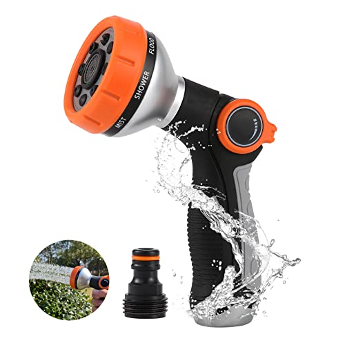 Hose Nozzle Hose Sprayer Hose Spray Nozzle Thumb Control Garden Hose Nozzle Heavy Duty with 8 Patterns Water Hose Nozzle Sprayer Hose Nozzles in Lawn and Garden for Cleaning, Watering, Washing