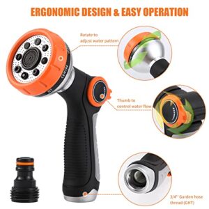 Hose Nozzle Hose Sprayer Hose Spray Nozzle Thumb Control Garden Hose Nozzle Heavy Duty with 8 Patterns Water Hose Nozzle Sprayer Hose Nozzles in Lawn and Garden for Cleaning, Watering, Washing