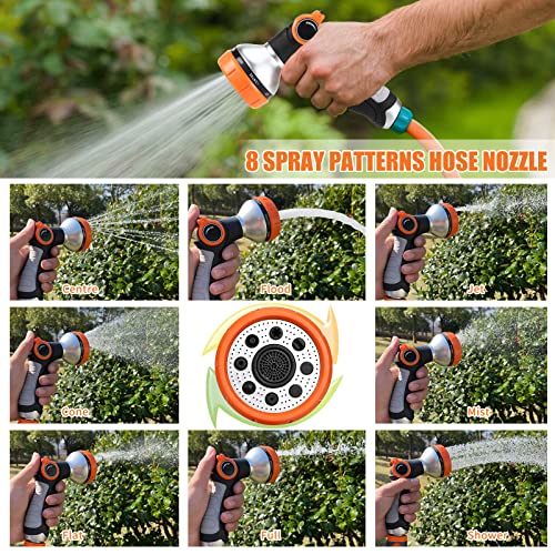 Hose Nozzle Hose Sprayer Hose Spray Nozzle Thumb Control Garden Hose Nozzle Heavy Duty with 8 Patterns Water Hose Nozzle Sprayer Hose Nozzles in Lawn and Garden for Cleaning, Watering, Washing