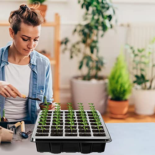Youeon 6 Pack Seed Starter Tray with Adjustable Humidity Dome, Seed Starter Kit 240 Cells Total Tray, Garden Propagator Set with Planter Labels and Seedling Tools, Seedling Tray Kits, Black