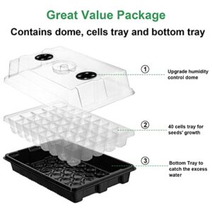 Youeon 6 Pack Seed Starter Tray with Adjustable Humidity Dome, Seed Starter Kit 240 Cells Total Tray, Garden Propagator Set with Planter Labels and Seedling Tools, Seedling Tray Kits, Black