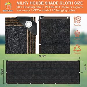 Sun Shade Cloth, 10X3.4ft Greenhouse Shade Cloth with Grommets, Garden Shade Cloth for Plants Heat Protection, Sunblock Shade Net for Balcony Privacy Screen for Outdoor Patio Deck Shade Sail Mesh Tarp
