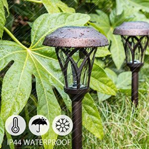 GIGALUMI Solar Pathway Lights 6 Pack, Solar Landscape Lights Warm White, Super Bright High Lumen Waterproof Metal Automatic Solar Yard Lights for Path, Garden, Lawn, Patio and Walkway