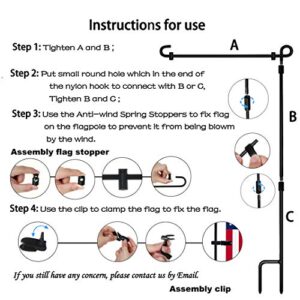 HOOSUN Garden Flag Stand, Premium Garden Flag Pole Holder Metal Powder-Coated Weather-Proof Paint with one Tiger Clip and two Spring Stoppers without flag