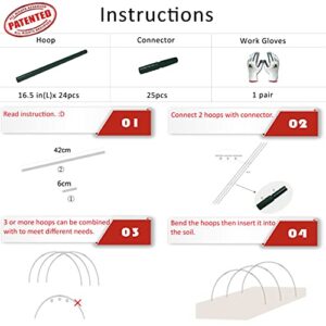 Gardzen DIY Hoops Grow Tunnel Mini Greenhouse, Garden Support Frame