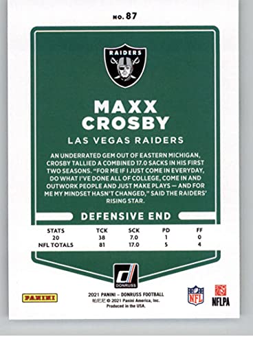 2021 Donruss #87 Maxx Crosby Las Vegas Raiders NFL Football Card NM-MT