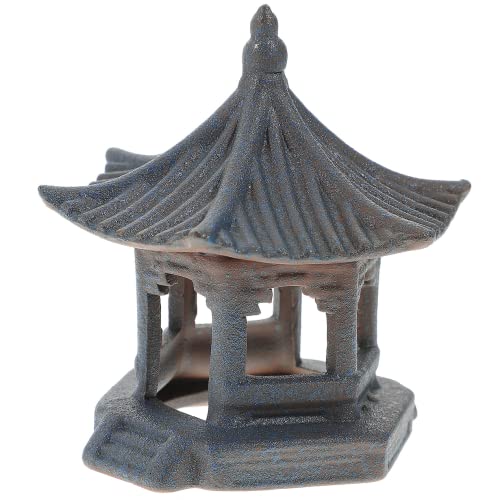 Amosfun Mini Pagoda Statue Miniature Ceramic Pagoda Hexagon Decor Mini Japanese Fairy Garden Figurines for Zen Garden Bonsai Decor