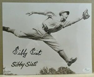 sibby sisti signed 8×10 baseball photo jsa sticker no card