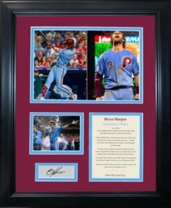 framed bryce harper walk-off grand slam facsimile laser engraved signature auto philadelphia phillies 12″x15″ baseball photo collage