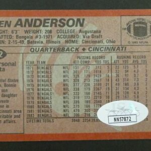 Ken Anderson Signed Football Card with JSA COA