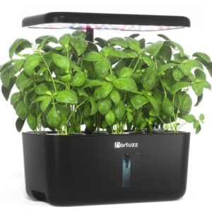 hortuzz hydroponics growing system, 8 pods indoor herbs garden with led grow light for plants, smart home countertop gardening for lettuce tea cilantro tomato rosemary (novo 8 black)