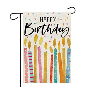 crowned beauty happy birthday garden flag 12×18 inch double sided colorful candles outside welcome party decoration gift yard décor